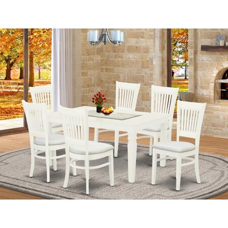 East West Furniture 7 Piece Weston Kitchen Furniture Set - Linen White WEVA7-LWH-C